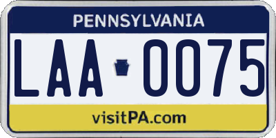 PA license plate LAA0075