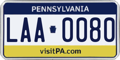 PA license plate LAA0080