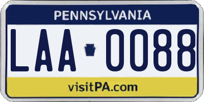 PA license plate LAA0088