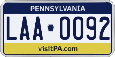 PA license plate LAA0092