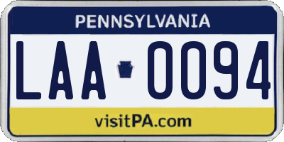 PA license plate LAA0094
