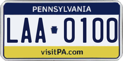 PA license plate LAA0100