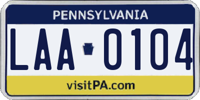 PA license plate LAA0104