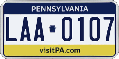 PA license plate LAA0107