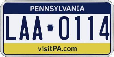 PA license plate LAA0114