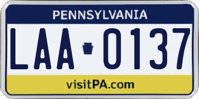 PA license plate LAA0137