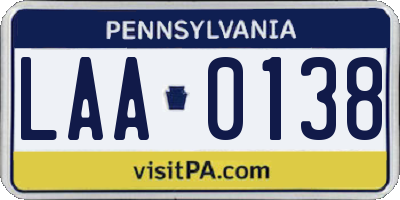 PA license plate LAA0138