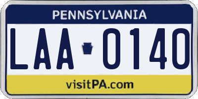 PA license plate LAA0140