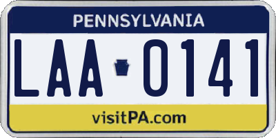 PA license plate LAA0141