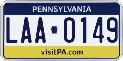 PA license plate LAA0149
