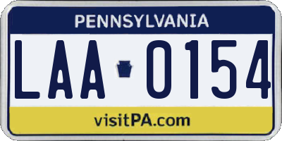 PA license plate LAA0154