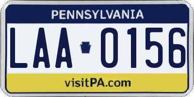 PA license plate LAA0156