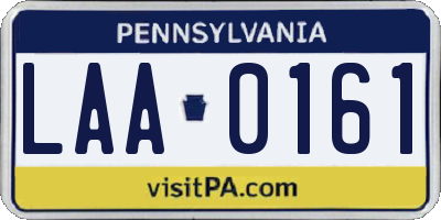 PA license plate LAA0161