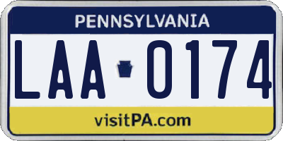 PA license plate LAA0174