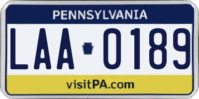 PA license plate LAA0189