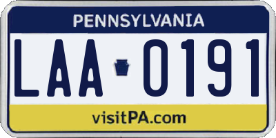 PA license plate LAA0191