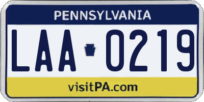 PA license plate LAA0219