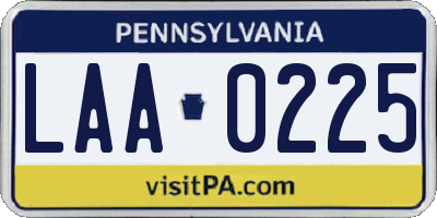 PA license plate LAA0225