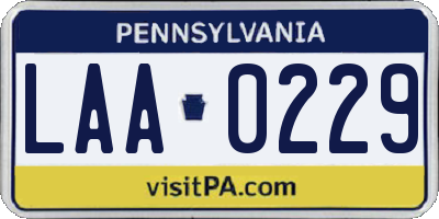 PA license plate LAA0229
