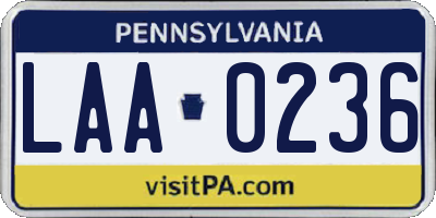 PA license plate LAA0236