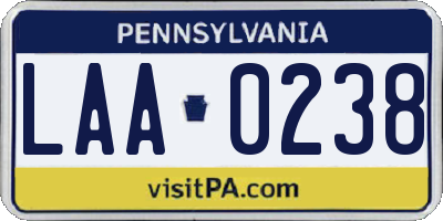 PA license plate LAA0238