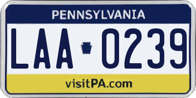 PA license plate LAA0239