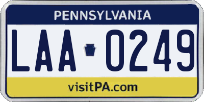 PA license plate LAA0249