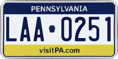 PA license plate LAA0251
