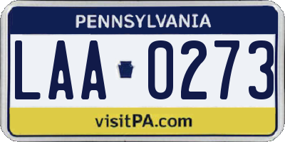 PA license plate LAA0273