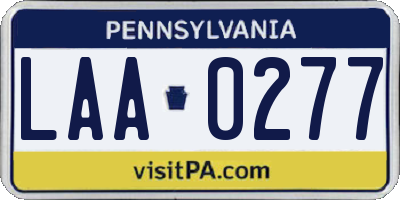 PA license plate LAA0277
