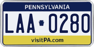 PA license plate LAA0280