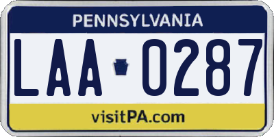 PA license plate LAA0287