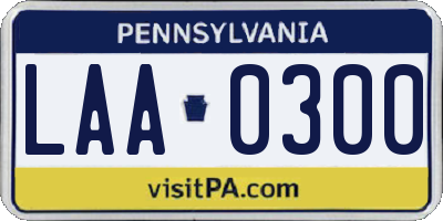 PA license plate LAA0300