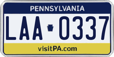 PA license plate LAA0337