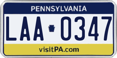 PA license plate LAA0347