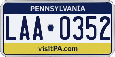 PA license plate LAA0352