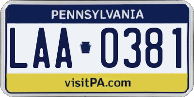 PA license plate LAA0381