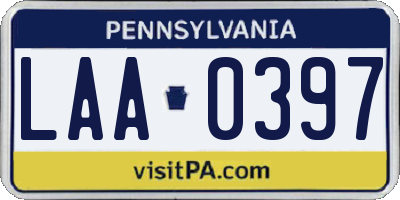 PA license plate LAA0397