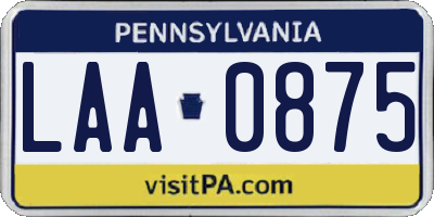PA license plate LAA0875
