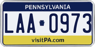 PA license plate LAA0973