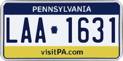 PA license plate LAA1631