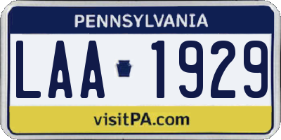 PA license plate LAA1929
