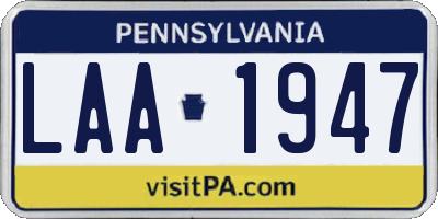 PA license plate LAA1947
