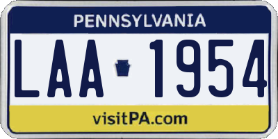 PA license plate LAA1954