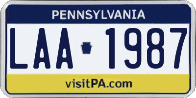 PA license plate LAA1987