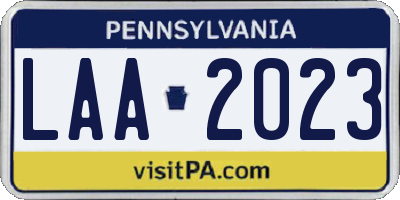 PA license plate LAA2023
