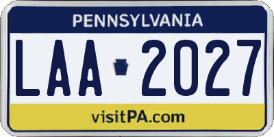 PA license plate LAA2027