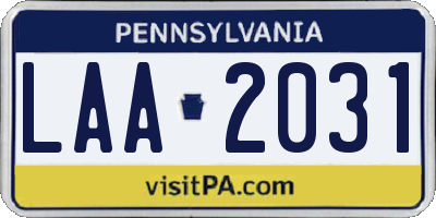 PA license plate LAA2031
