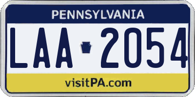 PA license plate LAA2054