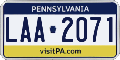 PA license plate LAA2071